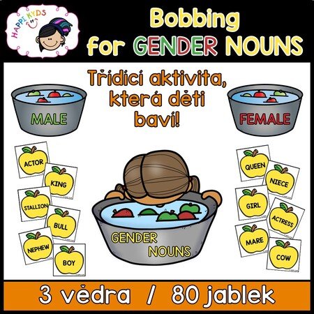 Bobbing For GENDER NOUNS - Kartičky - Anglický Jazyk | UčiteléUčitelům.cz